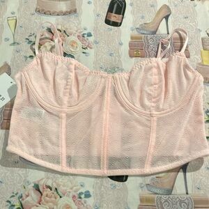 Pink Lace Bustier Top